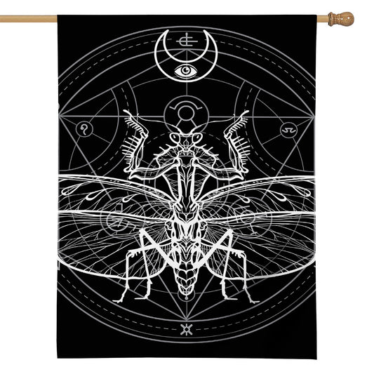 Black And White Mantis Spirit Print House Flag