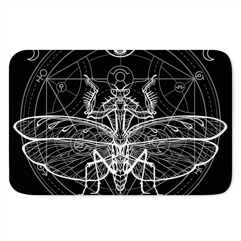 Black And White Mantis Spirit Print Indoor Door Mat