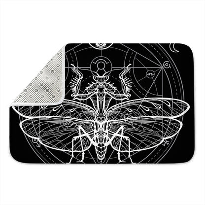 Black And White Mantis Spirit Print Indoor Door Mat
