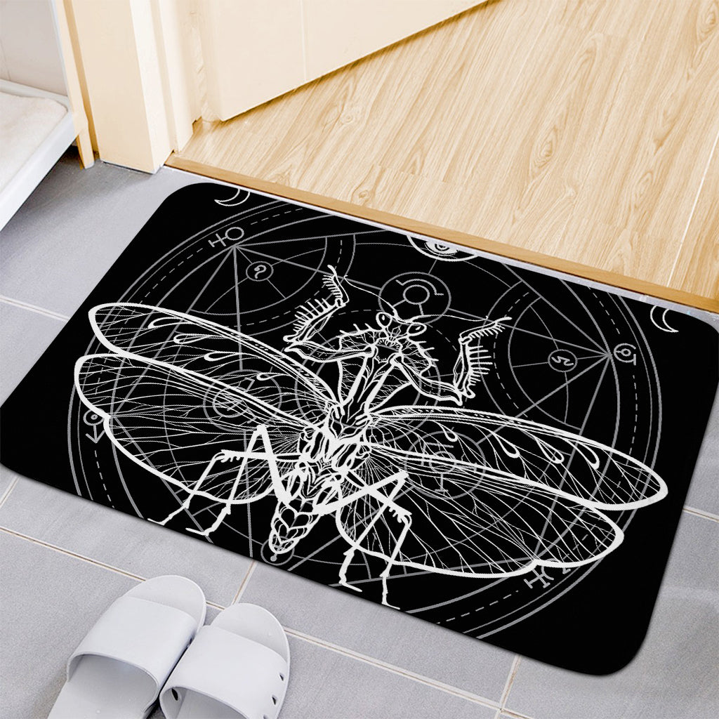 Black And White Mantis Spirit Print Indoor Door Mat