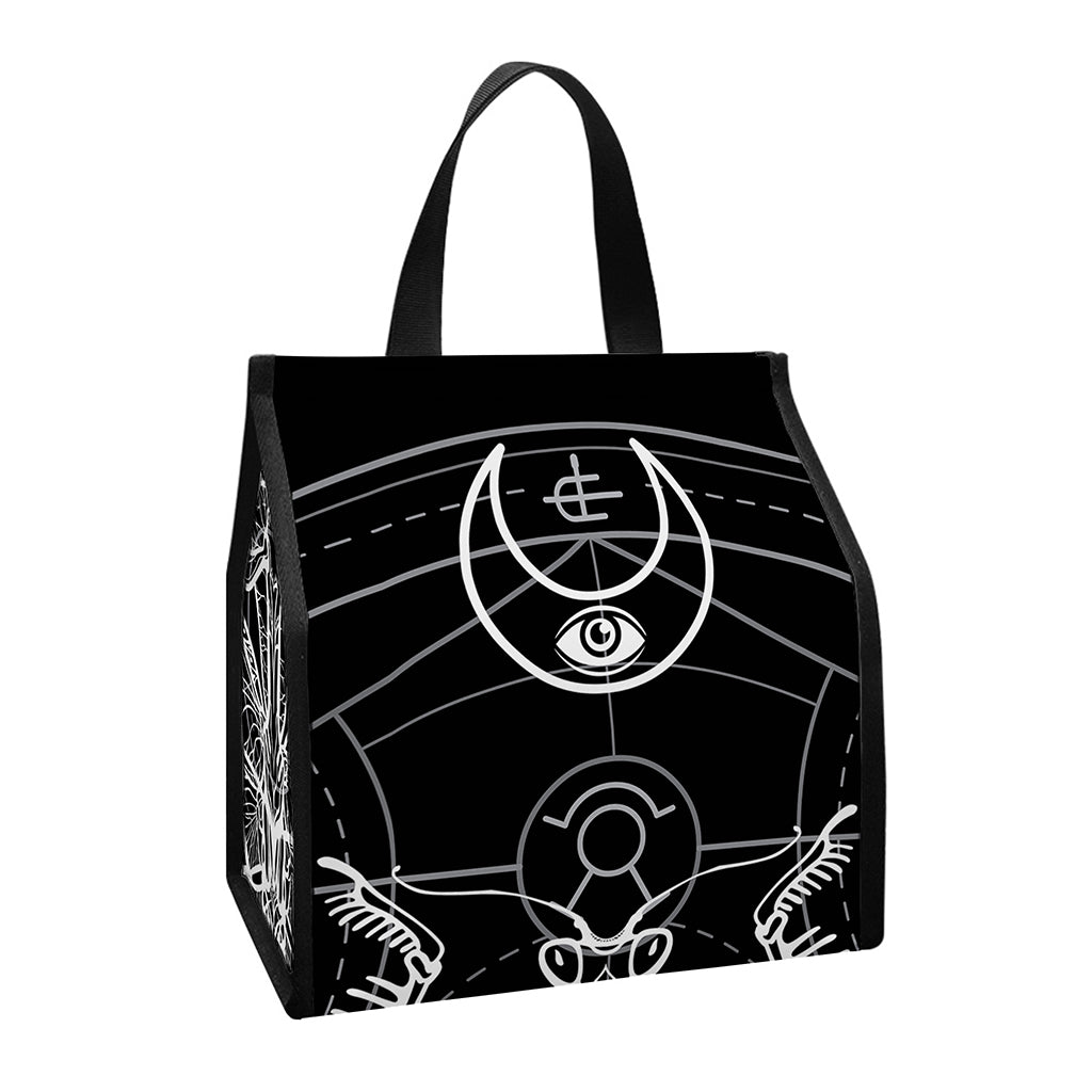 Black And White Mantis Spirit Print Insulated Lunch Tote