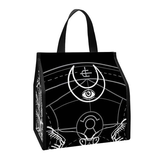 Black And White Mantis Spirit Print Insulated Lunch Tote