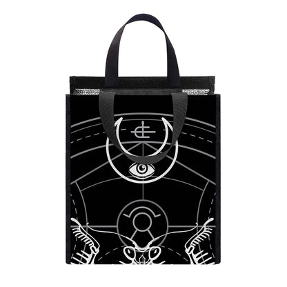 Black And White Mantis Spirit Print Insulated Lunch Tote