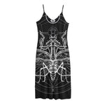 Black And White Mantis Spirit Print Jersey Midi Cami Dress