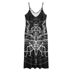 Black And White Mantis Spirit Print Jersey Midi Cami Dress