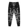 Black And White Mantis Spirit Print Jogger Pants