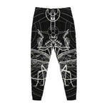 Black And White Mantis Spirit Print Jogger Pants