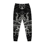 Black And White Mantis Spirit Print Jogger Pants