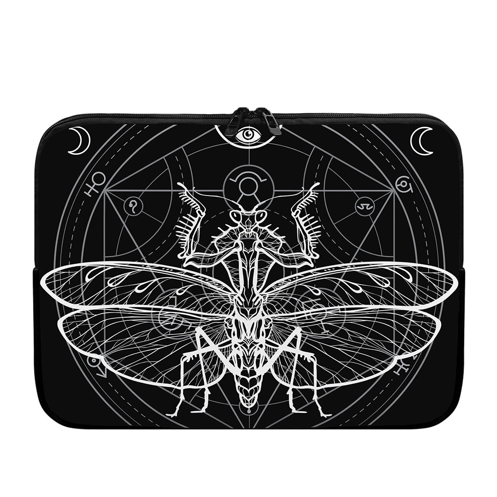 Black And White Mantis Spirit Print Laptop Sleeve
