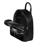 Black And White Mantis Spirit Print Leather Backpack
