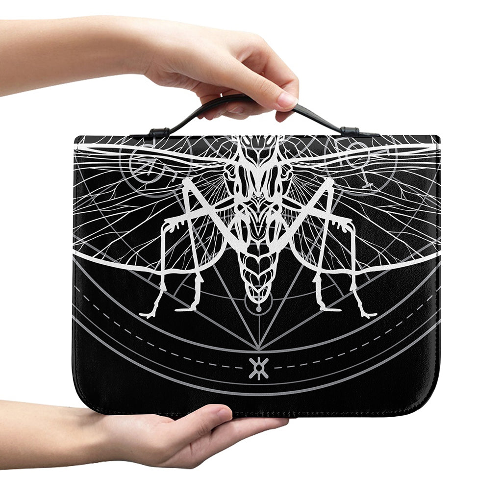 Black And White Mantis Spirit Print Leather Bible Cover