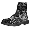 Black And White Mantis Spirit Print Lace-Up Boots