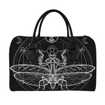 Black And White Mantis Spirit Print Leather Duffle Bag