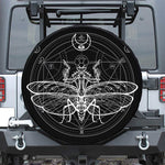 Black And White Mantis Spirit Print Leather Spare Tire Cover