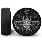 Black And White Mantis Spirit Print Leather Spare Tire Cover