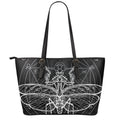 Black And White Mantis Spirit Print Leather Tote Bag With Zipper