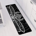 Black And White Mantis Spirit Print Long Kitchen Mat