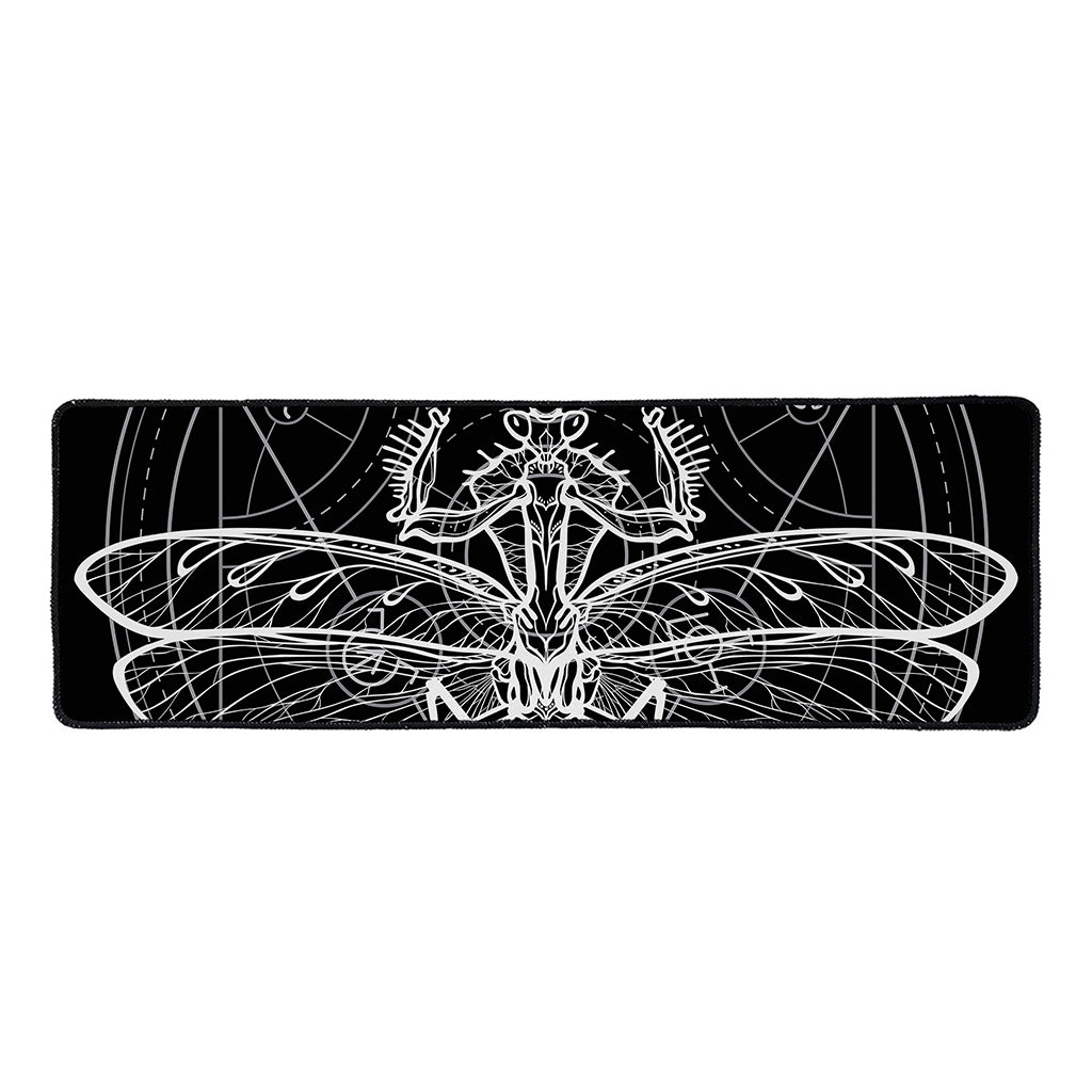 Black And White Mantis Spirit Print Long Kitchen Mat