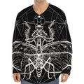 Black And White Mantis Spirit Print Long Sleeve Baseball Jersey
