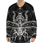 Black And White Mantis Spirit Print Long Sleeve Baseball Jersey