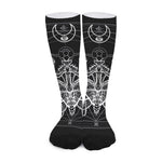 Black And White Mantis Spirit Print Long Socks