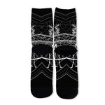 Black And White Mantis Spirit Print Long Socks