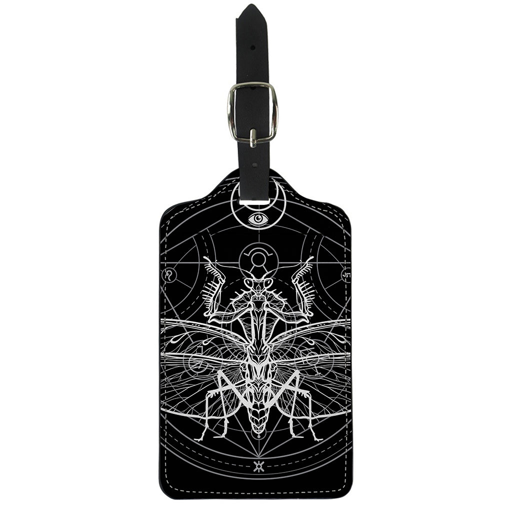 Black And White Mantis Spirit Print Luggage Tag