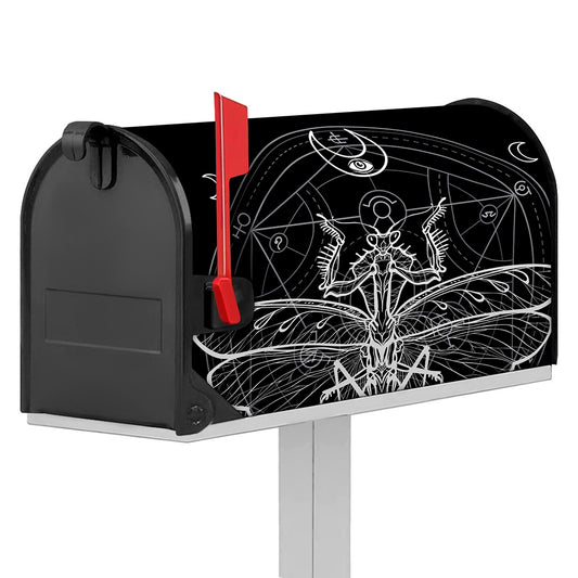 Black And White Mantis Spirit Print Mailbox Cover