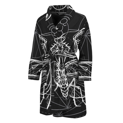 Black And White Mantis Spirit Print Men's Bathrobe