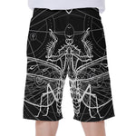 Black And White Mantis Spirit Print Men's Beach Shorts