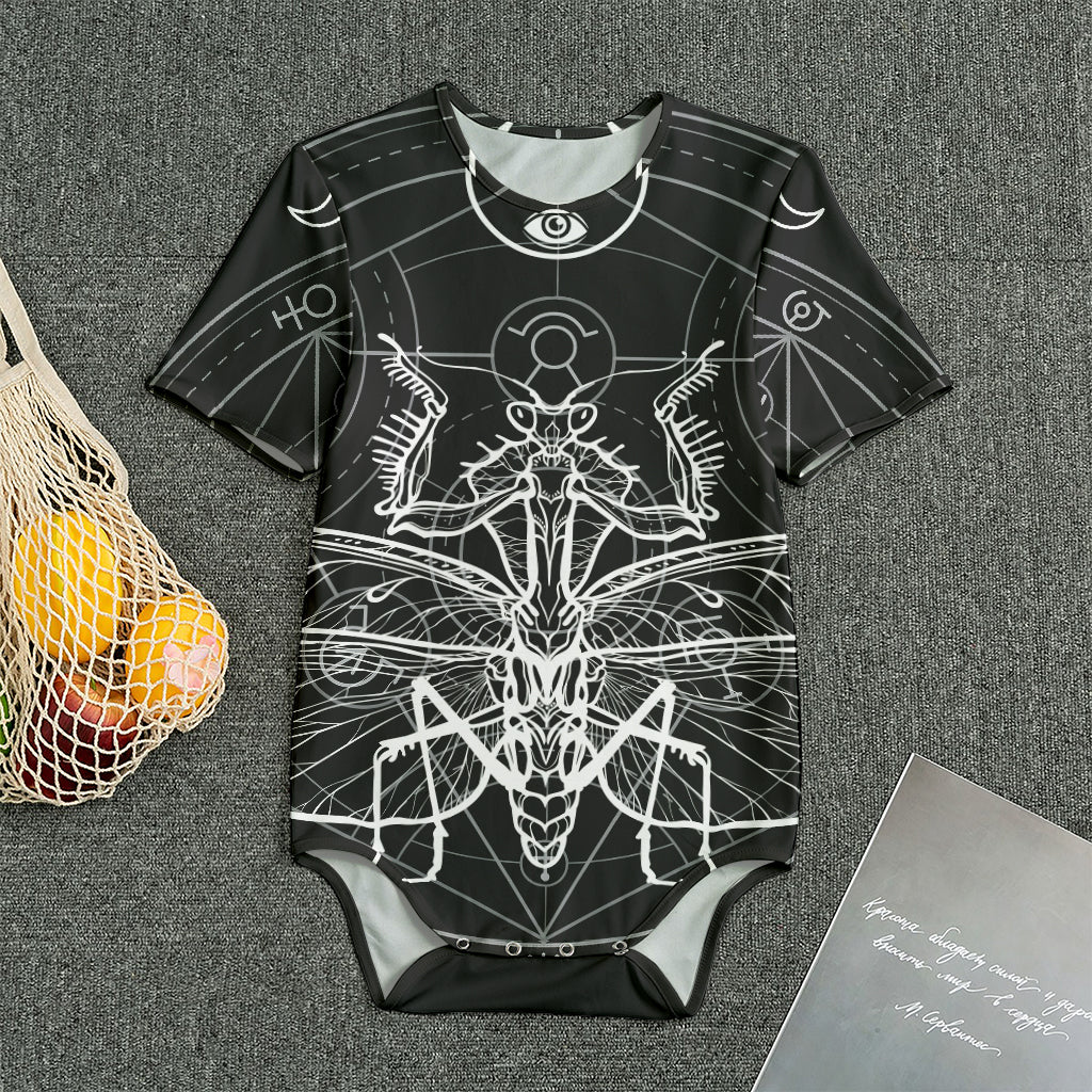 Black And White Mantis Spirit Print Men's Bodysuit