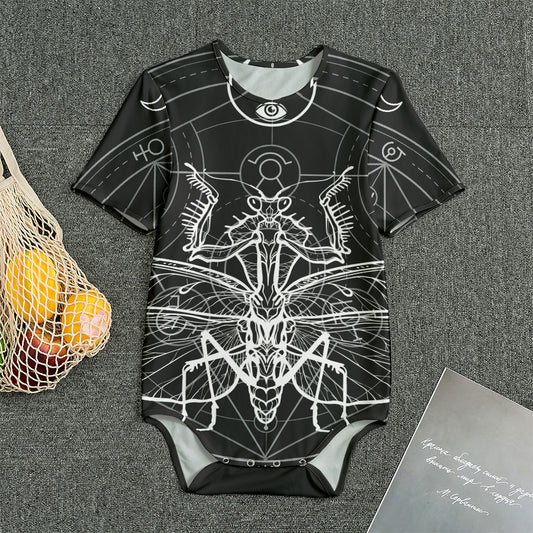 Black And White Mantis Spirit Print Men's Bodysuit