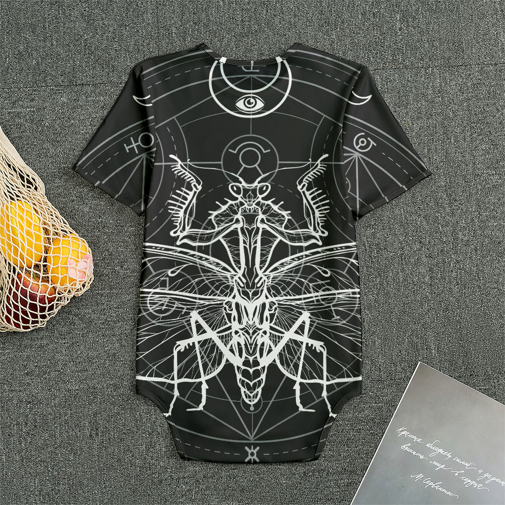 Black And White Mantis Spirit Print Men's Bodysuit