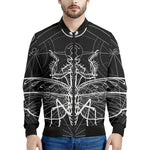 Black And White Mantis Spirit Print Men's Bomber Jacket