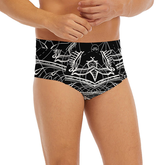 Black And White Mantis Spirit Print Men's Briefs