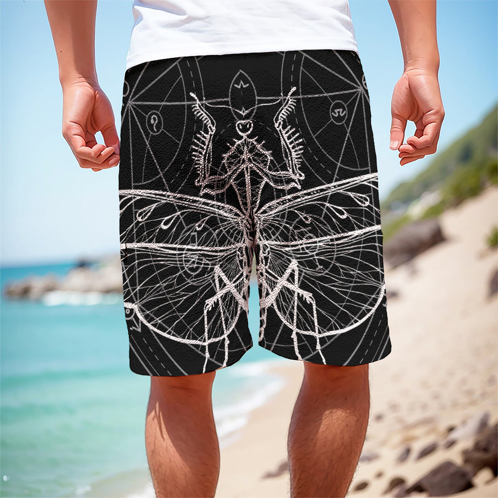 Black And White Mantis Spirit Print Men's Cargo Shorts