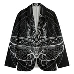 Black And White Mantis Spirit Print Men's Cotton Blazer