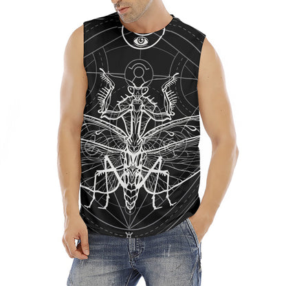 Black And White Mantis Spirit Print Men's Fitness Tank Top
