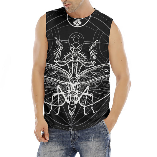 Black And White Mantis Spirit Print Men's Fitness Tank Top