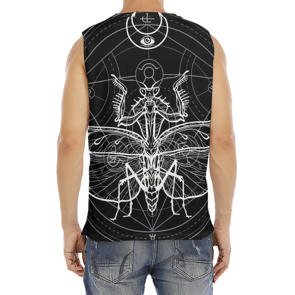 Black And White Mantis Spirit Print Men's Fitness Tank Top