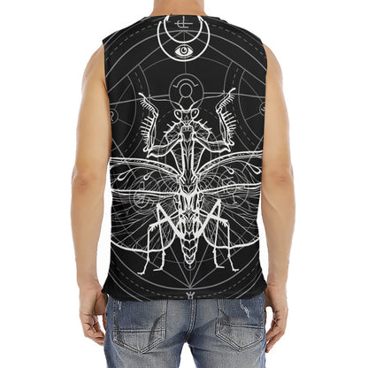 Black And White Mantis Spirit Print Men's Fitness Tank Top