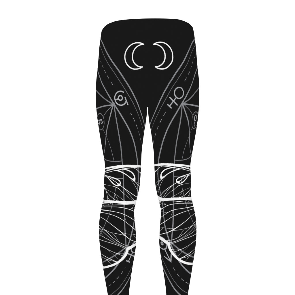 Black And White Mantis Spirit Print Men's leggings