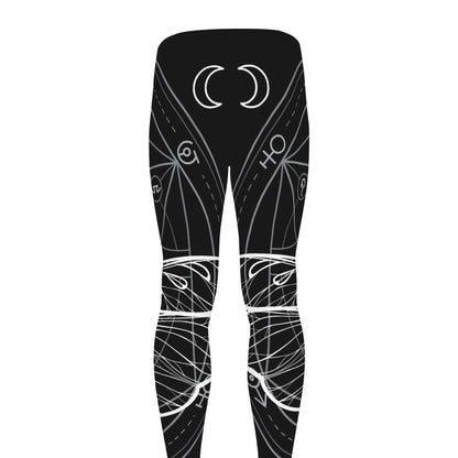 Black And White Mantis Spirit Print Men's leggings