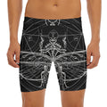 Black And White Mantis Spirit Print Men's Long Boxer Briefs