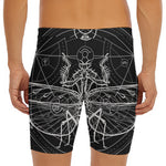 Black And White Mantis Spirit Print Men's Long Boxer Briefs