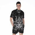 Black And White Mantis Spirit Print Men's Romper