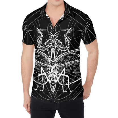 Black And White Mantis Spirit Print Men's Shirt