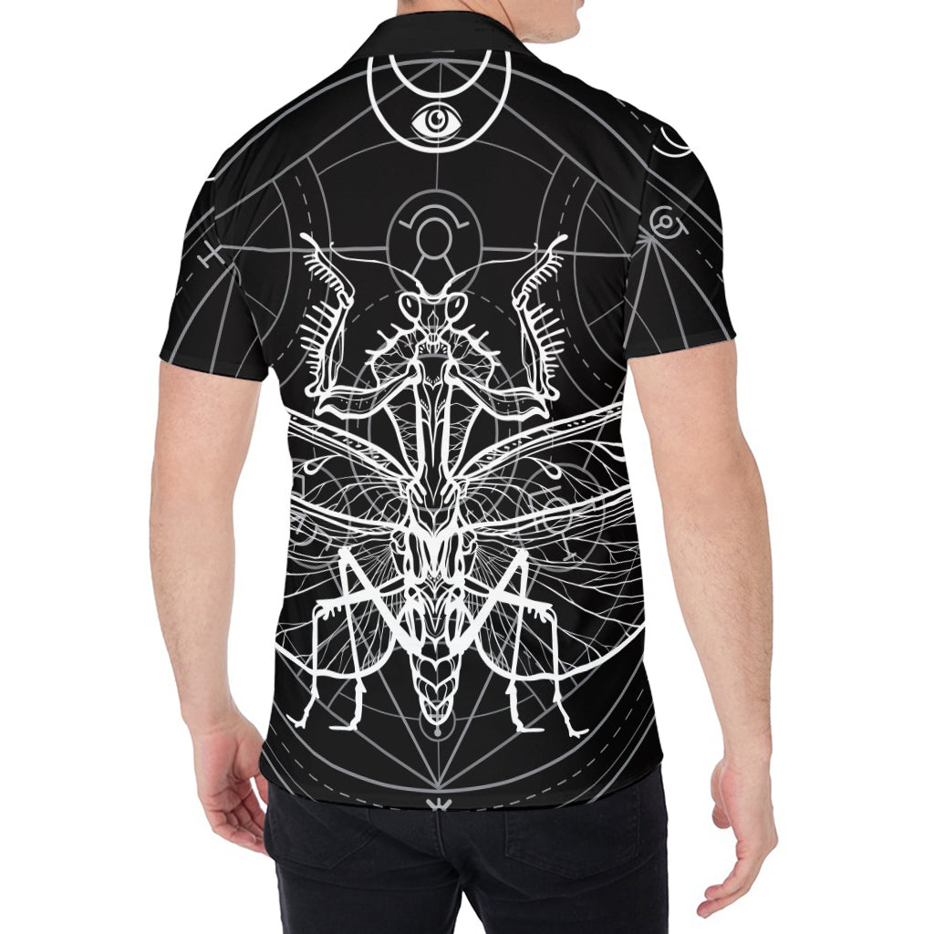 Black And White Mantis Spirit Print Men's Shirt