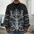 Black And White Mantis Spirit Print Men's Shirt Jacket