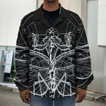 Black And White Mantis Spirit Print Men's Shirt Jacket